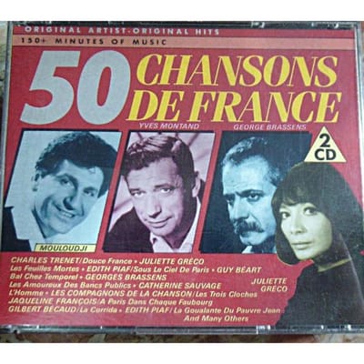 CD DIVERSEN - 50 Chansons de France DBG253009 Double Goud 1988 Japan Pop Gebruikt gray