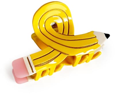 Daity Haarklemmen Leuke potloodhaarklemmen - Acetaathaarklemmen voor dik - dun - krullend en steil haar - Cadeau voor leraren voor het begin van het schooljaar (geel)