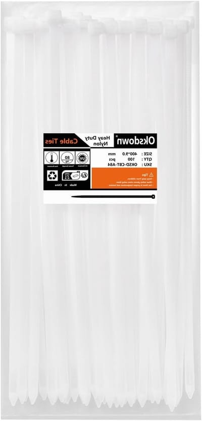 Dikke Kabelbinders 100 Stuks - Sterke Nylon Plastic Zelfsluitend 400mm x 9mm - Extra Lange Zipper Tie Wraps voor Organisatie en Beveiliging