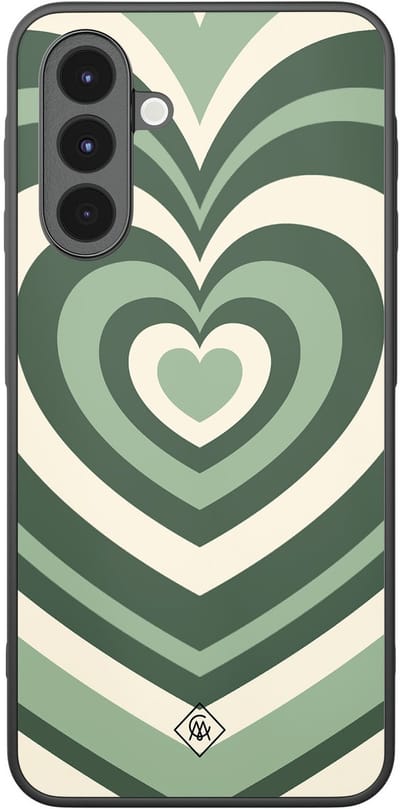 Casimoda® hoesje - Geschikt voor Samsung Galaxy A16 - Hart Swirl Groen - Zwart TPU Backcover - Geometrisch patroon - Groen