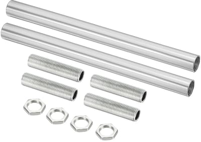 Verlengstangenset - Schroefdraadbuis - Bevestiging Maken - Wartelmoer - 15 cm - Zilver