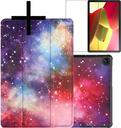 Hoes - Geschikt voor Lenovo Tab M10 (3e / 3rd generatie) - Met Screenprotector - Trifold Bookcase - Hard Cover - Hardcover Book Case - Tablet Hoesje - Galaxy
