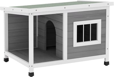 Hondenhok - Buiten - Bench - Ren - Weerbestendig - Kennel - Rek - Grijs