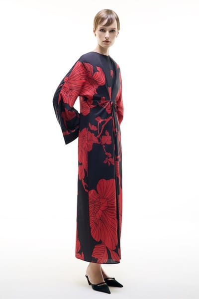Touché Privé - Jurk met bloemenprint en strik aan de voorzijde - Zwart - Dames