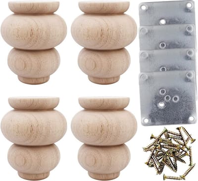 Houten Meubelpoten 10 cm Bank Stoel Kast Vervangende Voeten Ongelakt Bundelpoot Set van 4