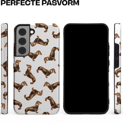 Casetastic Hoesje Geschikt voor Samsung S22 - Stijlvolle Beschermende Duo-layer Case - Teckel Twister