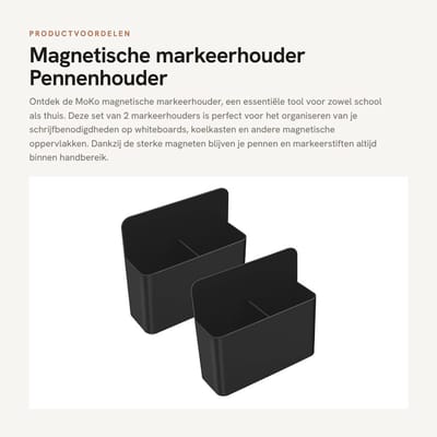 Dailygoods- Markeerhouder 2 Stuks - Magnetische Houder - Bureau Accessoires - Schoolbenodigdheden - Ruimtebesparend - Duurzaam ABS Materiaal - Pennenhouder