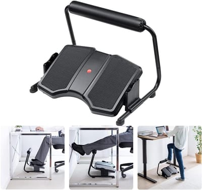 Voetensteun Onder Bureau - Beensteun Kantoor - Comfortabel Zitten - In Hoogte Verstelbaar - 30 x 42 cm - Zwart