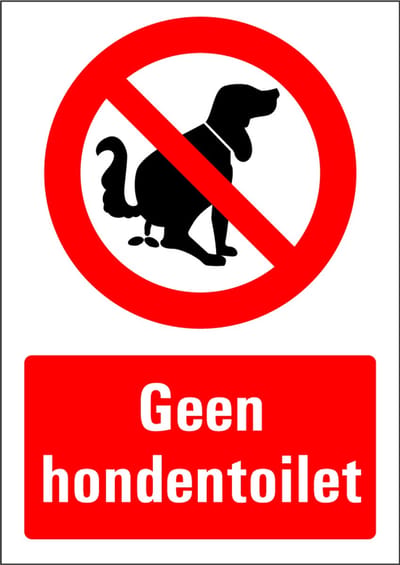 Geen hondentoilet bord - kunststof 210 x 297 mm