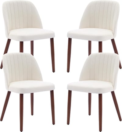 HoerFuriy - Eetkamerstoelen set van 4 - Beige - Stof - Mid‑century modern