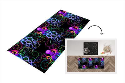 Keukenloper - Loper keuken - Octopus - Regenboog - Neon - Abstract - Patronen - 120x50 cm - Keukenloper vinyl