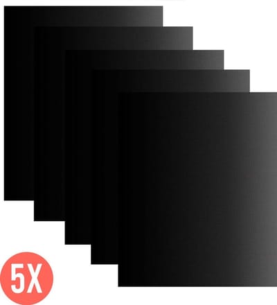 5 x - BBQ Mat - Non-stick coating - 50x38 cm - Zwart