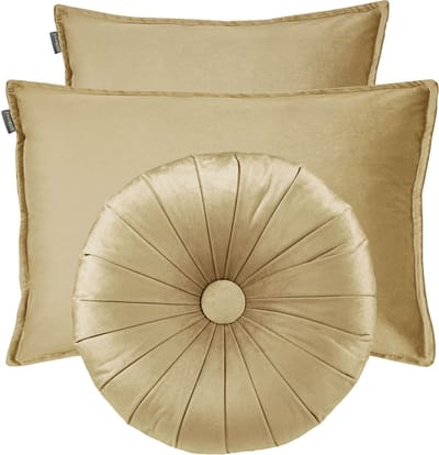 HOOMstyle Kiki Kussen - Sierkussenset 3 stuks - Fluweel - Effen - Haver / Goud
