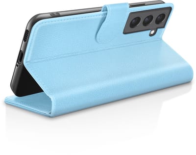 Zanae, Hoesje geschikt voor Galaxy S21 FE 5G - Wallet Case & Magneetsluiting, Lichtblauw