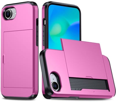 Coverup Hoesje - Geschikt voor iPhone 16e / 17e Hoesje - Coverup Hybrid Card Slider Back Cover - Pink