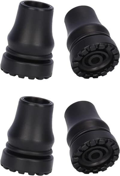 Wandelstok Puntstuk 16 mm, 4 Packs Antislip Rubberen Puntstukken geschikt voor 16 mm Diameter, Zwart