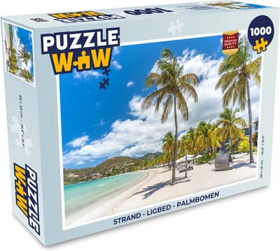 Puzzel Strand - Ligbed - Palmbomen - Legpuzzel - Puzzel 1000 stukjes volwassenen
