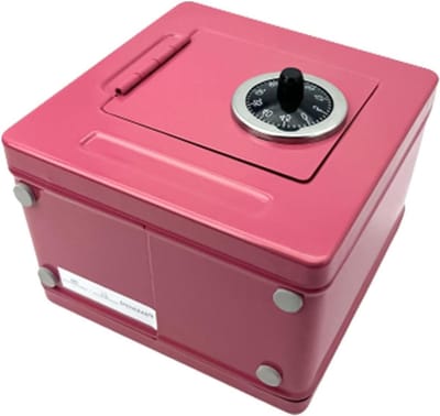 Geldkistje Metaal - Spaarpot Volwassenen - Veilig Geld Bewaren - Cijferslot Beveiliging - 14.9 x 14 x 11.6 cm - Roze