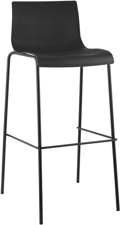 CLP Barkruk Hover kunststof 4-potig frame, met rugleuning, voetsteun zwart/zwart