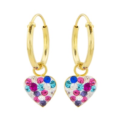 WeLoveSilver - oorringen - 925 zilver - gold plated - hartjeskristallen