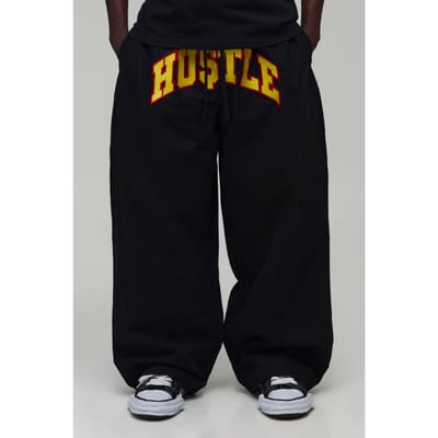 Extreme Parachute Fit Embroidered Trousers | Black | Size XS