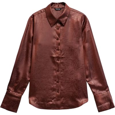 Satin Blouse met Textuur Dames Salsa Jeans