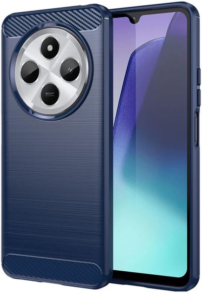 Geborsteld TPU Hoesje Geschikt voor Xiaomi Redmi 14C | Beschermhoes | Back Cover | Flexibel TPU | Stijlvol Carbon | Dun | Blauw