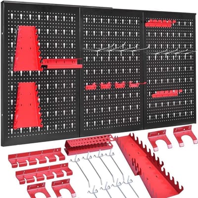 Wandpaneel met Haken en Gereedschapshouders - 17 Delen voor Werkplaats en Garage - 120 x 60 cm