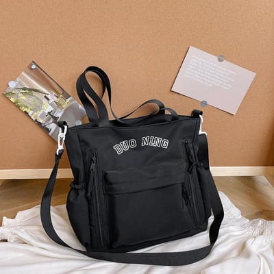 Handtas Draagboekentas Grote Capaciteit Middelbare School Studenten Canvas Tas Vrouwelijke Student white