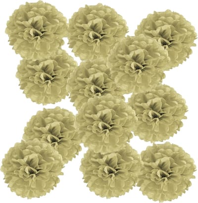 Papieren pompons - Feestdecoratie bloemen - Feestelijke aankleding - Duurzaam en herbruikbaar - 12 stuks 15 cm - Goud
