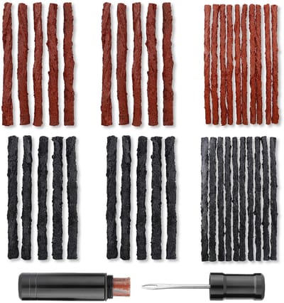 Dailygoods - CONNECTION Tubeless Reparatieset, 7-delig, tubeless MTB-reparatieset, fietsbanden, pechset, tubeless patches, fietsbanden, mountainbike, zwart, bruin