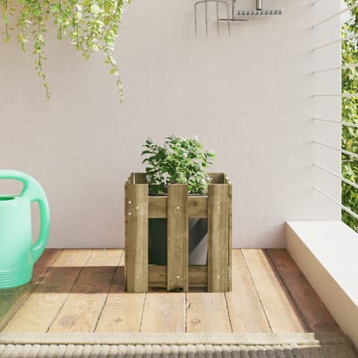 vidaXL - Plantenbak - met - hekontwerp - 30x30x30 - cm - geïmpregneerd - grenenhout