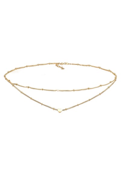 Elli - Halsketting - Dames Choker Gelaagde Look Hart Trend in 925 Sterling Zilver - Dames