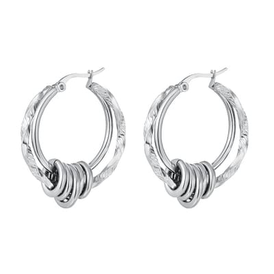 Bijoutheek Oorringen Dubbel Chain Twisted Zilver 0289844-118