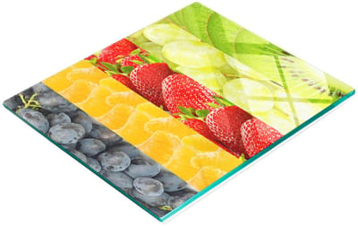 Multifunctionele decoratieve glazen snijplank voor de keuken, kleurrijk fruit, 60x52 cm