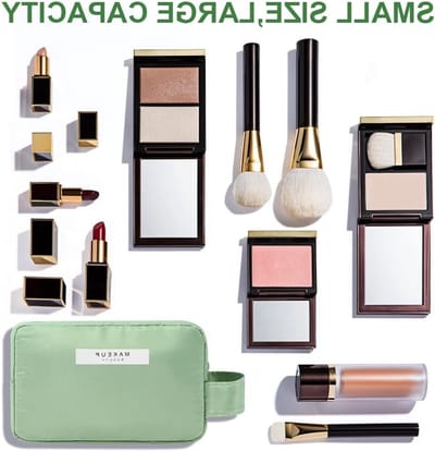 Grote Draagbare Reistas voor Make-up voor Vrouwen en Meisjes in Modern Groen - 16,3 x 7 x 11 cm, Ideaal voor Reizen en Organisatie