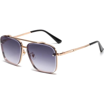 Nouveaux Lunettes de Soleil Dégradées pour Hommes Mode Métal Grande Monture Lunettes de Soleil Marque Design Luxe As Picture