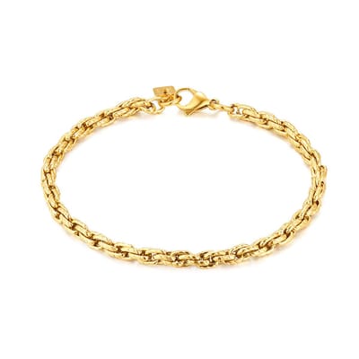 Twice As Nice Armband in goudkleurig edelstaal, gevlochten schakelketting, 4.5 mm 19cm