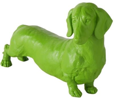 Boltze - Decoratief Beeld - Figuur - Hond - Polyresin - Teckel - Groen - 38x18x24cm