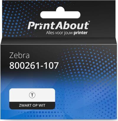 PrintAbout huismerk Etiket 800261-107 Zwart op wit (38 mm x 25 mm) 12 rollen Geschikt voor Zebra