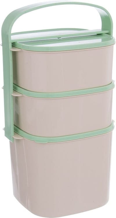 Container voor Eten Plastic 3-Niveaus 2l, 2x1,15 l - Voedselcontainer - Lunchbox