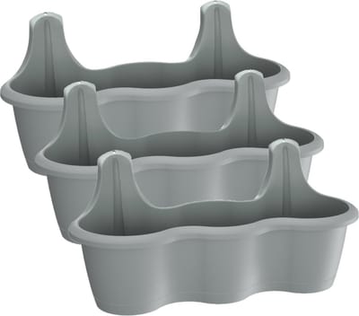 3x stuks muur/wand bevestiging plantenpotten/bloempotten kunststof 51 x 20 x 20 cm steengrijs