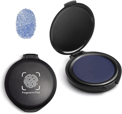 carmdering - Vingerafdruk Stempelkussen – Set van 2 – blauw Ink Pad – Duidelijke Afdrukken & Huidvriendelijk – Compact & Herbruikbaar voor Contracten & Identificatie