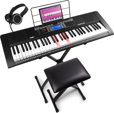 Keyboard set met 61 toetsen - MAX Rhapsody61L met lichtgevende toetsen - Compleet met bankje en standaard