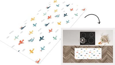 Keukenloper - Loper keuken - Patronen - Helicopter - Vliegtuig - 120x50 cm - Keukenloper vinyl