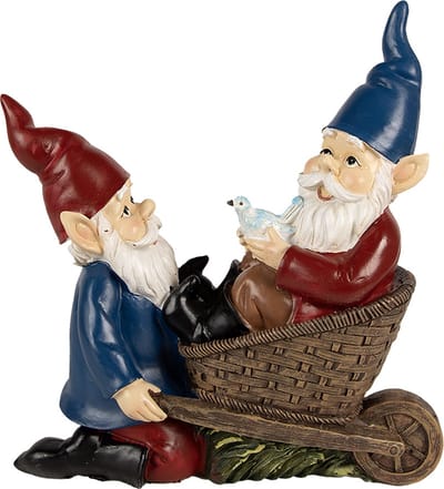 Clayre & Eef Decoratie Beeld Kabouter 23 cm Blauw Rood Polyresin