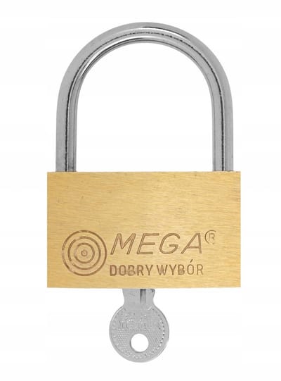 MEGA Messing hangslot 20 mm met 3 sleutels
