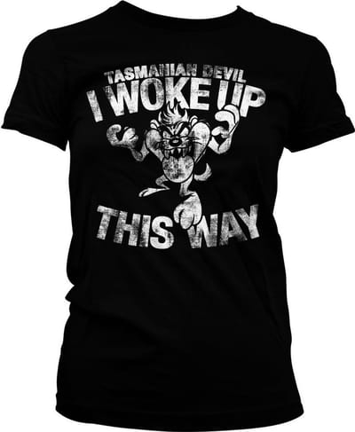 Looney Tunes Tasmanian Devil I Woke Up This Way Girly T-shirt voor dames, zwart