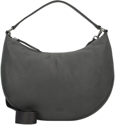 JOST Leren Schoudertas Vika Hobo Bag Mid Grey Grijs