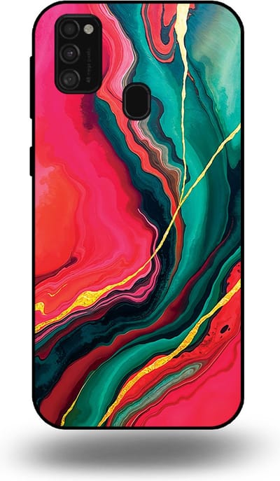 Smartphonica Telefoonhoesje Geschikt voor Samsung Galaxy M31 met Rood Groen Marmer Opdruk - TPU Backcover Case Red Green Marble Design geschikt voor Samsung Galaxy M31